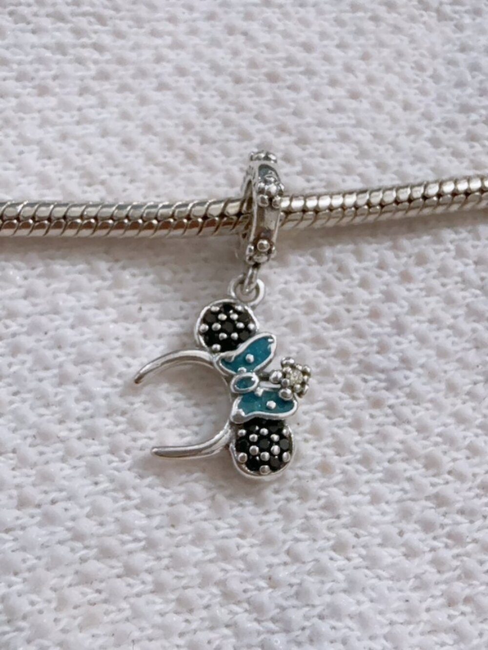 Minnie Mouse Ear Headband Dangle Charm Silver Charm For Pandora Bracelet